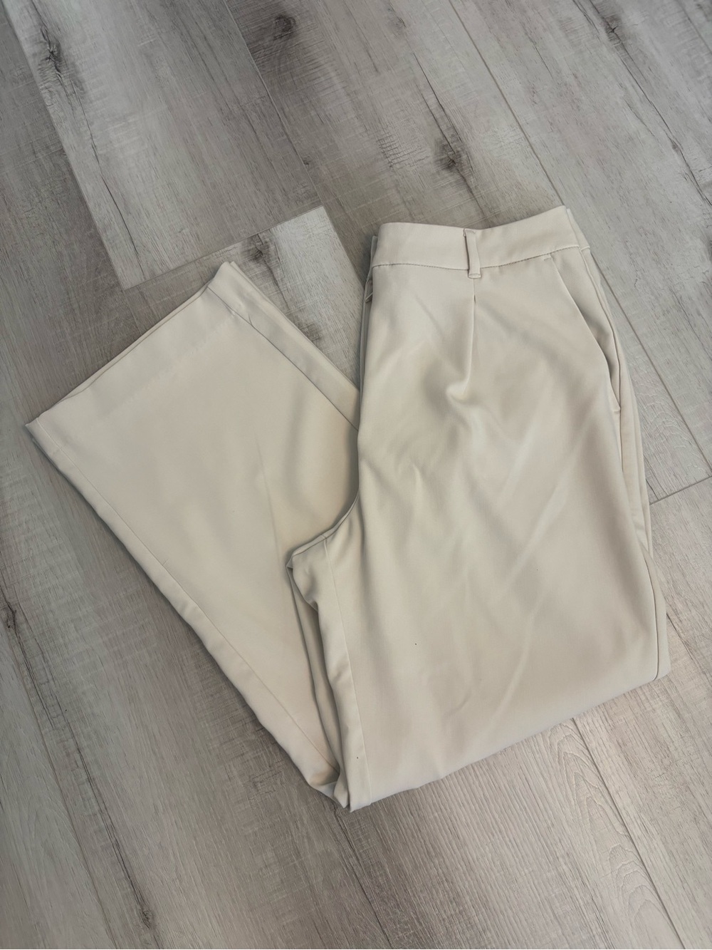 Old Navy Taylor Wide Leg Trouser Pants L Beige Extra High Rise